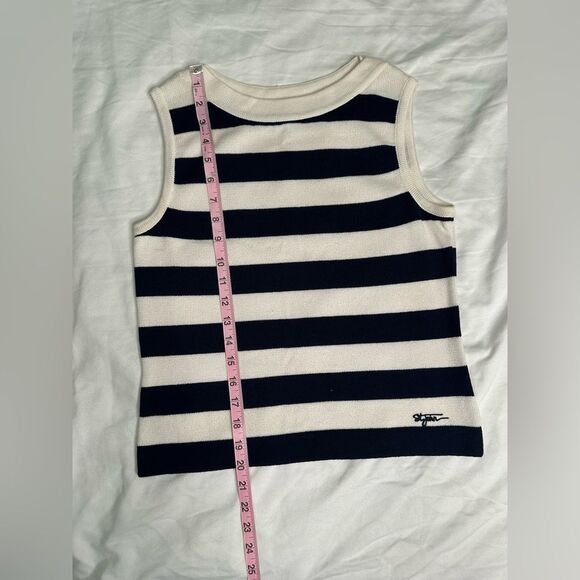 Vintage 90s Y2K St. John Sport by Marie Gray Navy Striped Knit Tank Top Size SP - Picture 8 of 9